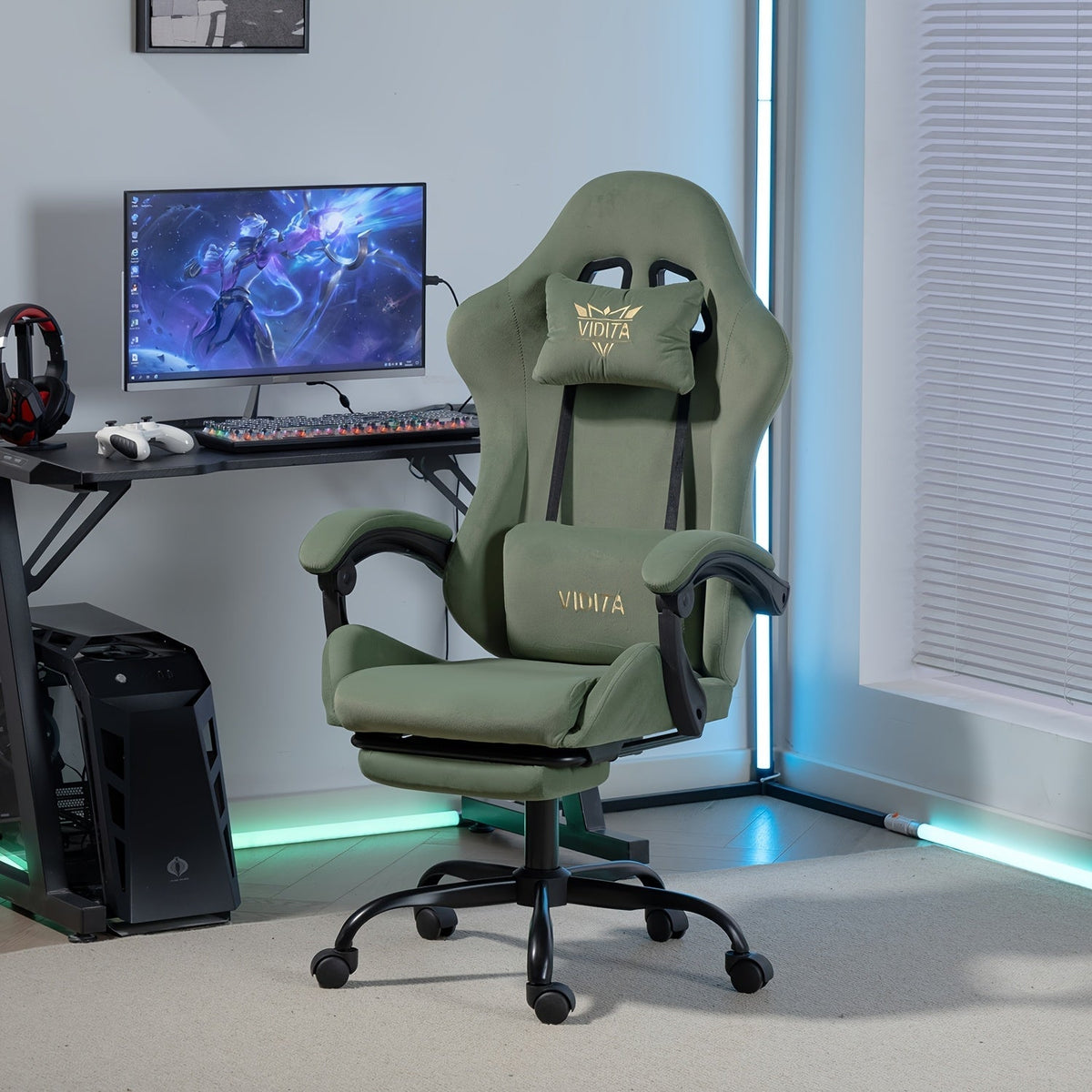 Chaise de bureau gaming ergonomique style course avec soutien lombaire, dossier haut réglable pour adultes et adolescents, fauteuil inclinable pour ordinateur PC
