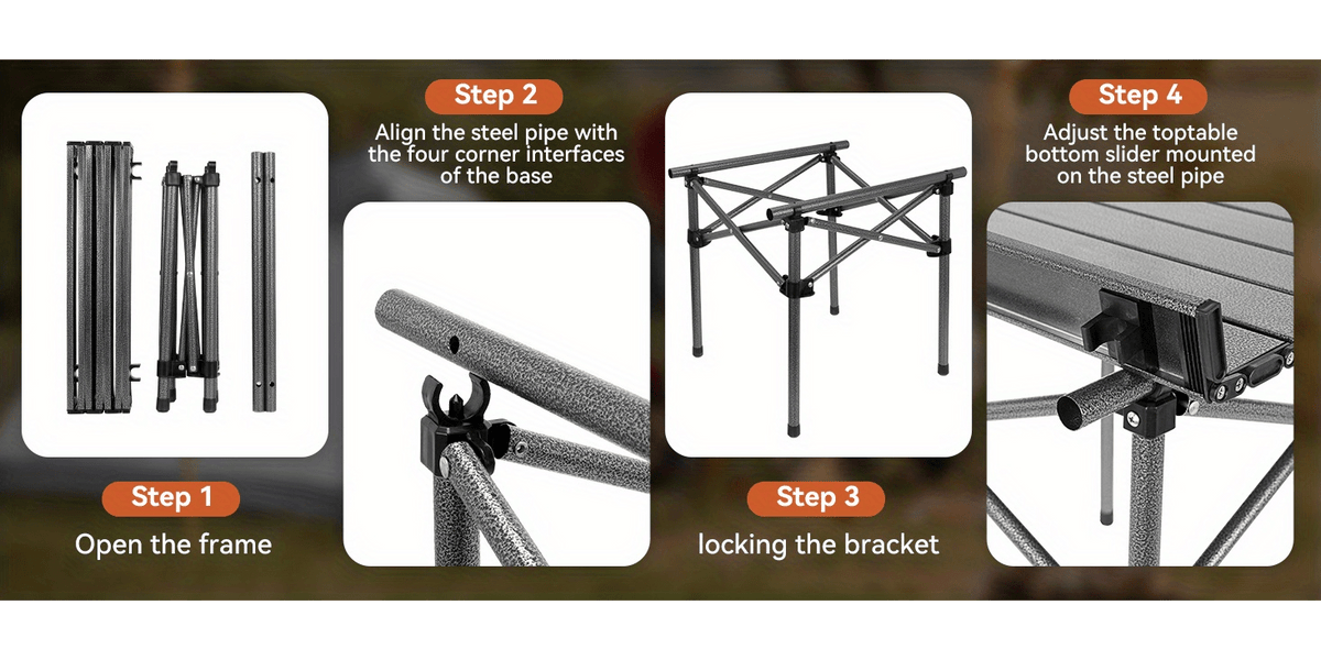 Table de camping pliante portable, table d'extérieur légère et rétractable avec sac de transport, pieds robustes, grande surface plane pour pique-nique, barbecue, plage, randonnée, hayon, design compact et durable, tailles L et XL
