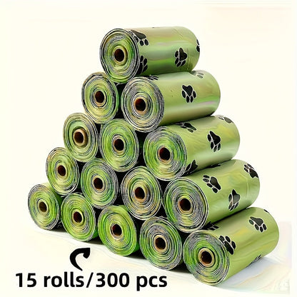 Dog Poop Bags 300 Count 15 Rolls - Thick Leak-Proof Pet Waste Bags with Cute Claw Print Design, Durable Bulk Dog Waste Bags for Outdoor Walks, Parks & Travel, Biodegradable-Friendly Pet Cleanup Bags