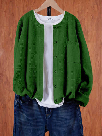 Women's Button-Front Pocket Cardigan Sweater – Casual Cozy Knit Open Layer for Autumn & Winter in 13 Colors