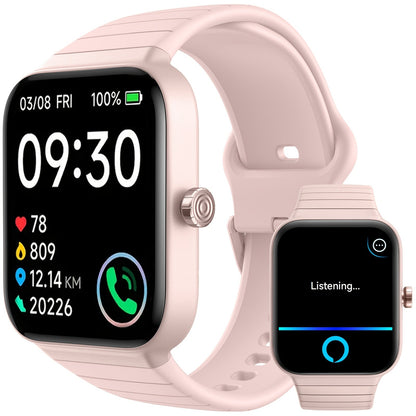 Smartwatch with Alexa Built-In 1.95 Inch Large HD Screen Wireless Bluetooth Calling 100+ Sport Modes Fitness Tracker Pedometer Heart Rate Sleep Monitor – iPhone Android Compatible Unisex Men Women 12 Colors