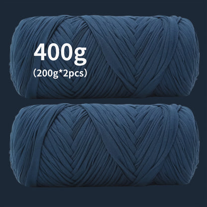 Fil de coton pour t-shirt 400 g (2 x 200 g) mélange de coton épais en 49 couleurs – Fil épais et doux pour paniers au crochet, sacs, tapis, projets de macramé et tricot – Fil de loisirs créatifs idéal pour les débutants