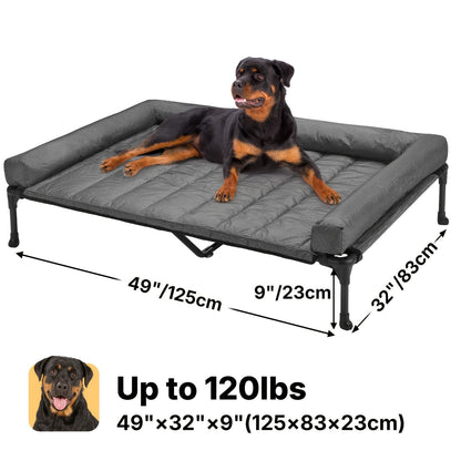 Lit surélevé rafraîchissant pour chien avec matelas amovible – Canapé pour chien surélevé avec rebords, filet respirant et pieds antidérapants pour une utilisation en intérieur et en extérieur