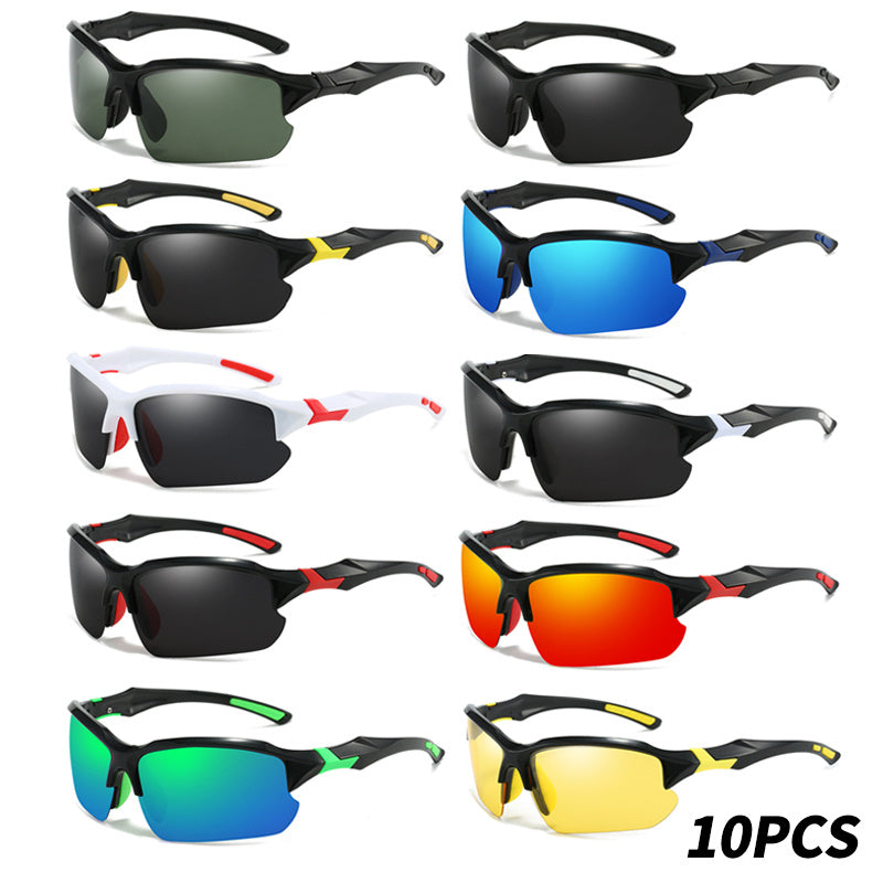 Lunettes de soleil sport polarisées demi-monture pour hommes, protection UV400, lunettes légères pour le ski, la conduite, la course, la pêche et les activités en plein air, lot de 3 ou lot de 10