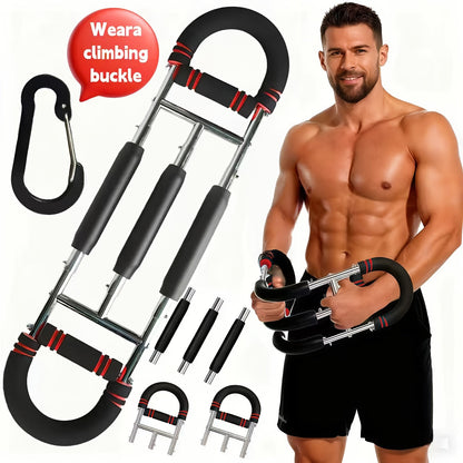 Appareil d'entraînement de la force des bras, extenseur de poitrine, barre à 3 niveaux de résistance réglables, extenseur portable et détachable pour renforcer les avant-bras, appareil de musculation pour le haut du corps à domicile