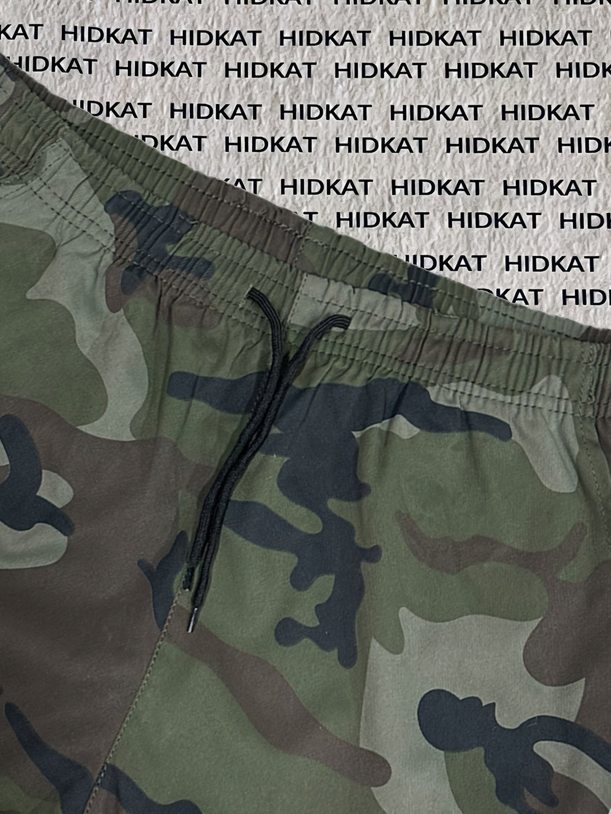 Pantalon cargo camouflage pour femme – Pantalon long décontracté pour la randonnée et le plein air, léger et respirant, multipoches, taille élastique, XS-XXL, camouflage