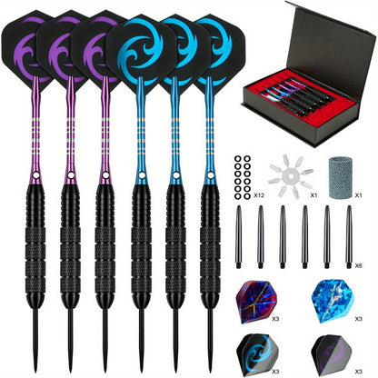 Ensemble de fléchettes à pointe en acier avec ailettes tête de mort – Coffret cadeau deluxe, pointe en fer et tige en alliage d'aluminium, tailles multiples – pour divertissement en club, compétitions sportives et parties de fléchettes décontractées