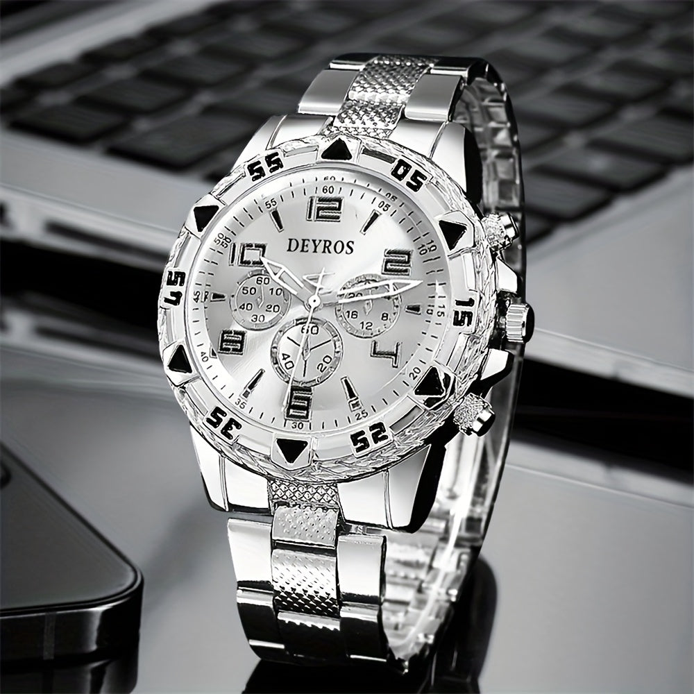 Coffret de 2 montres à quartz pour homme – Boîtier en acier inoxydable et bracelet en silicone, cadran rond classique, style décontracté et professionnel, coffret cadeau de montres sportives pour hommes, ensembles A B C D disponibles