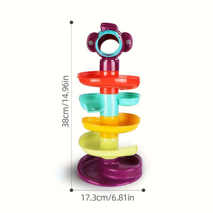 Tour de circuit à billes en spirale colorée, jouet à empiler pour l'éveil des tout-petits, reconnaissance des couleurs, motricité fine, jeu sensoriel, activité d'intérieur, cadeau d'anniversaire ou de Noël pour filles et garçons