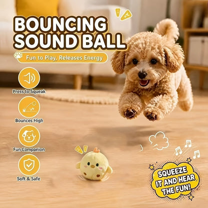 Balle rebondissante grinçante pour chiens et chats - Jouet interactif en forme de poussin jaune, rebond lent, résistant à la mastication, anti-ennui, attire les animaux avec le son - Cadeau parfait pour animaux de compagnie