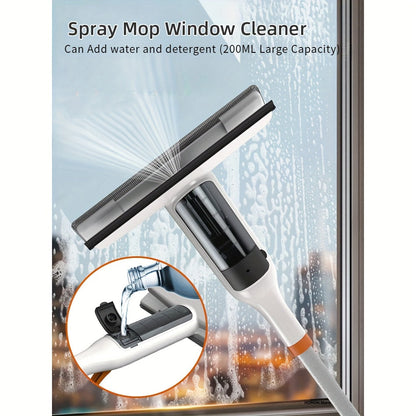 Kit de nettoyage pour vitres 3-en-1 avec rac lette et grattoir sur manche métallique durable pour fenêtres en hauteur, parois de douche et pare-brise de voiture – Outil de nettoyage domestique sans traces