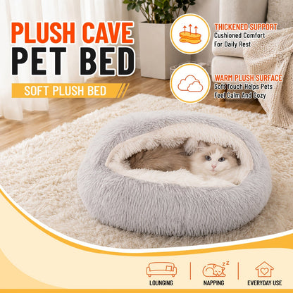 Panier pour animal en forme de coquillage, nid chauffant semi-fermé – Version 2.0 améliorée et épaissie avec éponge PP douce et tissu Oxford, niche d'hiver confortable pour chats, chiots et chiens, intérieur, petit, moyen et grand modèle