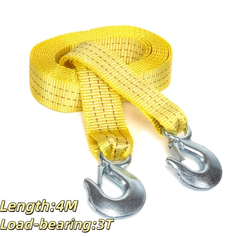 Sangle de remorquage robuste 5 tonnes 4 m – Sangle de treuil avec crochet en acier forgé pour dépannage tout-terrain, remorquage d'urgence pour SUV, camion, pick-up 4x4, kit de secours tout-terrain indispensable