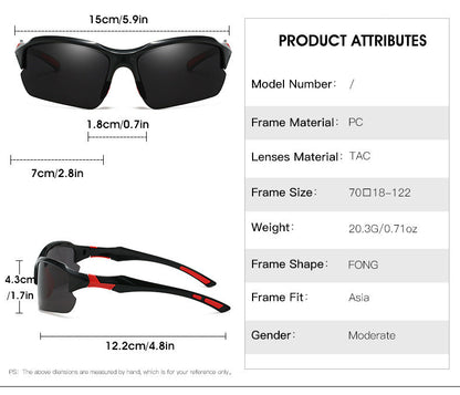 Lunettes de soleil sport polarisées demi-monture pour hommes, protection UV400, lunettes légères pour le ski, la conduite, la course, la pêche et les activités en plein air, lot de 3 ou lot de 10