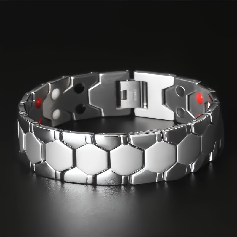 Bracelet hexagonal large en alliage de titane pour hommes, lot de 2 – Bracelet hypoallergénique et résistant à l'eau avec fermoir à ressort, accessoire de mode pour homme, disponible en noir, argent et or