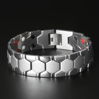 Bracelet hexagonal large en alliage de titane pour hommes, lot de 2 – Bracelet hypoallergénique et résistant à l'eau avec fermoir à ressort, accessoire de mode pour homme, disponible en noir, argent et or