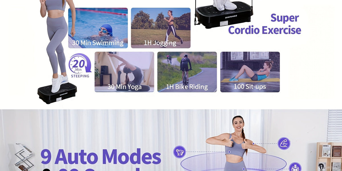 Plateforme vibrante pour la perte de poids et le drainage lymphatique – Appareil d'entraînement complet du corps avec 99 à 200 niveaux de vitesse, moteur silencieux, salle de sport portable à domicile, tonification musculaire, capacité de 150 kg