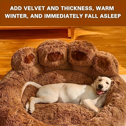 Panier rond pour chien et chat motif patte d’ours – Lit apaisant et doux pour animal de compagnie, antidérapant, chaud et confortable, petit, moyen, grand modèle, 50/60/70/90 cm, café/rose/gris