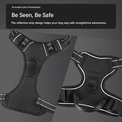Ensemble harnais et laisse pour chien 4 pièces, gilet réfléchissant en Oxford anti-traction et anti-étranglement avec laisse, distributeur de sacs à déjections et poignée de contrôle facile, pour chiens moyens et grands, dressage et promenade en extérieur