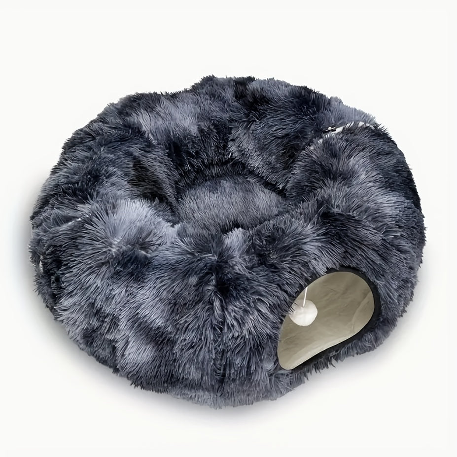 Tunnel pour chat avec lit et trou d'observation – Jouet d'intérieur en peluche douce, cachette multifonctionnelle et parc d'attractions pour chats, chatons et lapins, inclut un foulard pour animal de compagnie, tailles petit, moyen et grand