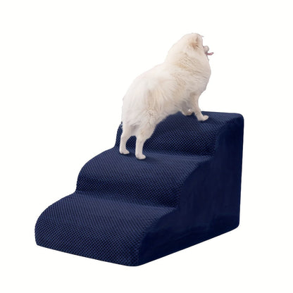NIUBYA Escaliers pour chiens extra larges pour petits chiens – Marches pour animaux en mousse haute densité, fond antidérapant, rampe rembourrée douce pour lits hauts, canapés et divans, idéal pour les chiens âgés ou blessés, polypropylène, compact