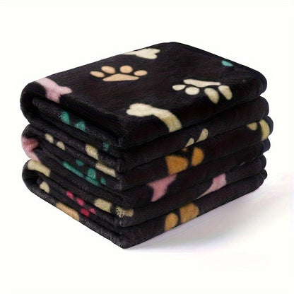 Couverture douillette pour chiens à motif d'os pour petits et moyens chiens - Plaid pour animaux doux, chaud et lavable en machine pour niches, cages, canapés et lits, couverture confortable toutes saisons pour chien