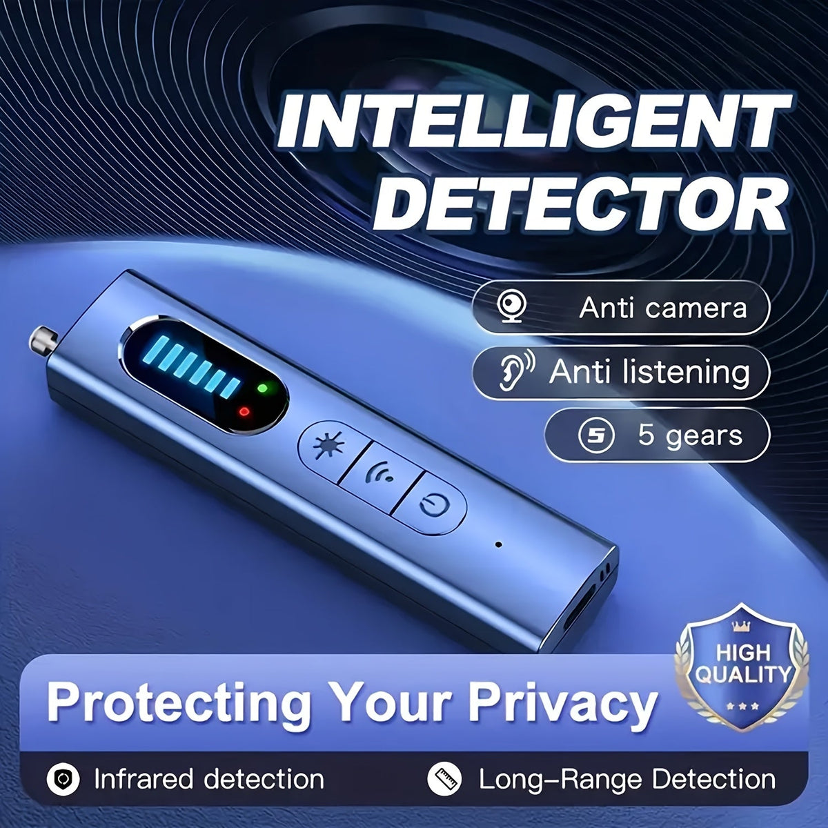 Détecteur de caméra cachée et scanner de signal RF anti-espion – Détecteur de mouchards portable pour traceurs GPS, dispositifs d'écoute sans fil, protection de la vie privée pour hôtels, voitures, maisons, bureaux et voyages