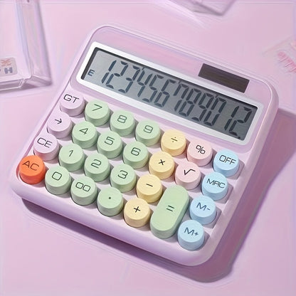 Calculatrice de bureau solaire 12 chiffres – Grand écran, grosses touches, haute précision, sans pile, calculatrice portable pour le bureau, l'école et la maison
