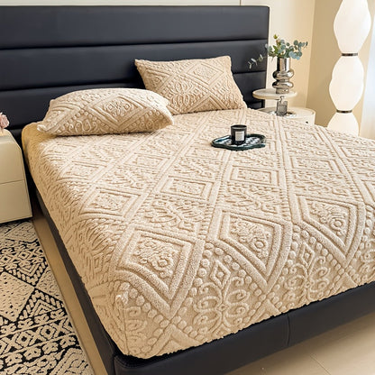 Drap de lit doux gaufré européen – Housse de matelas à poches profondes toutes saisons, literie ultra-douce lavable en machine pour lits une place, doubles, grand format et très grand format, protège-matelas chaud (sans taie d'oreiller)