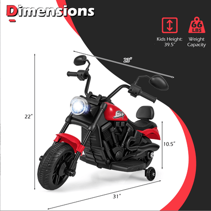 Moto électrique pour enfants – Jouet porteur pour garçons et filles de 3 ans et plus – Moteur 25 W, roulettes amovibles, phares LED, musique, démarrage à un bouton, moto à batterie pour tout-petits et jeunes enfants