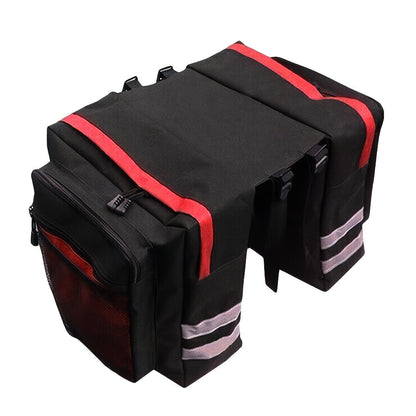Ensemble de sacoches de vélo 50 L – Sacoche de porte-bagages, sacoche de selle et sac à bandoulière 3 en 1, accessoires de cyclisme professionnels pour le vélotaf, le cyclotourisme et les sorties en plein air, Rouge Noir Bleu