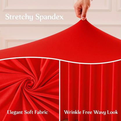 Nappe en élasthanne élastique avec jupe méduse, tissu polyester épais, opaque et hautement extensible pour tables de 4 et 6 pieds, idéale pour fêtes, anniversaires, mariages, banquets, hôtels, conférences et salons professionnels
