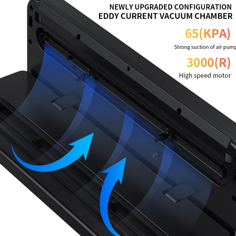 Machine de mise sous vide 65 KPA 6-en-1 avec 40 sacs gratuits – Modes humide et sec, scelleuse sous vide automatique pour la conservation des aliments, appareil professionnel et domestique avec tuyau externe