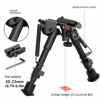 Bipied de tir réglable 6-9 pouces, 5 hauteurs, adaptateur à démontage rapide, pliable, rétractable, alliage d'aluminium léger, montage M-LOK, pieds en caoutchouc pour la chasse, le tir et les sports de plein air