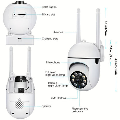 Lot de 2 caméras de sécurité WiFi 3MP Full HD - Vision nocturne, audio bidirectionnel, détection de mouvement et alertes en temps réel, caméra de surveillance étanche IP54 pour intérieur/extérieur avec accès à distance via application et USB