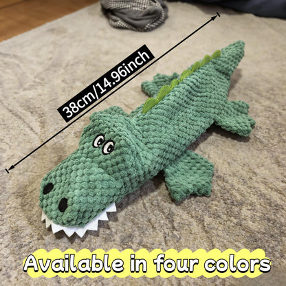 Crocodile Squeaky Plush Dog Toy with Crinkle Paper & BB Sound - Unstuffed Chew-Resistant Dog Toy for Small to Medium Dogs, 4 Colors, Anti-Boredom Interactive Pet Toy, Dog Birthday & Holiday Gift