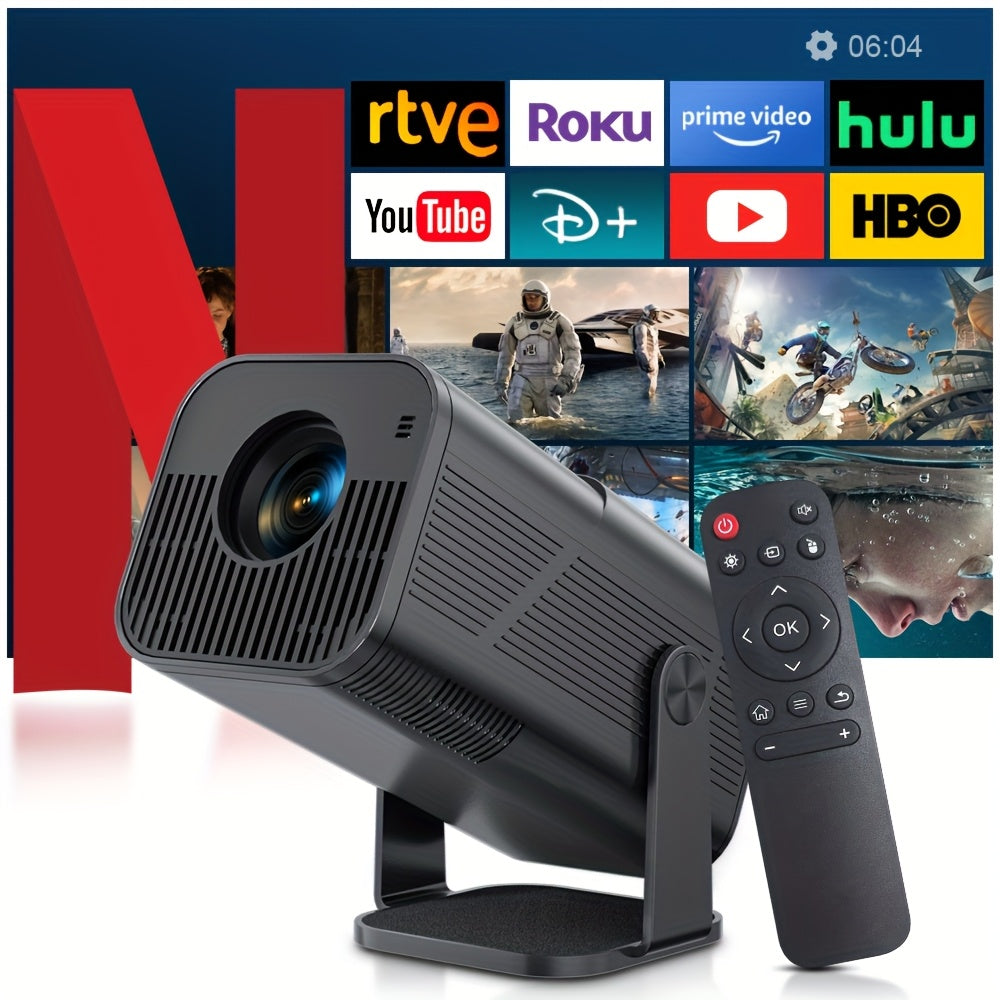Projecteur intelligent portable avancé AMOVFILM, Wi-Fi 6 et décodage vidéo 4K, résolution native 1080p, Android 11 intégré, projecteur pour cinéma maison et cinéma en plein air, mise en miroir d'écran mobile, couleurs multiples