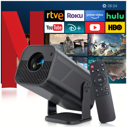Projecteur intelligent portable avancé AMOVFILM, Wi-Fi 6 et décodage vidéo 4K, résolution native 1080p, Android 11 intégré, projecteur pour cinéma maison et cinéma en plein air, mise en miroir d'écran mobile, couleurs multiples