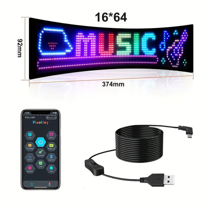 Panneau matrice LED flexible – Contrôlé par application Bluetooth, alimenté par USB, enseigne à texte et animation personnalisables pour voitures, magasins, hôtels, événements et décorations de fête – Tailles multiples