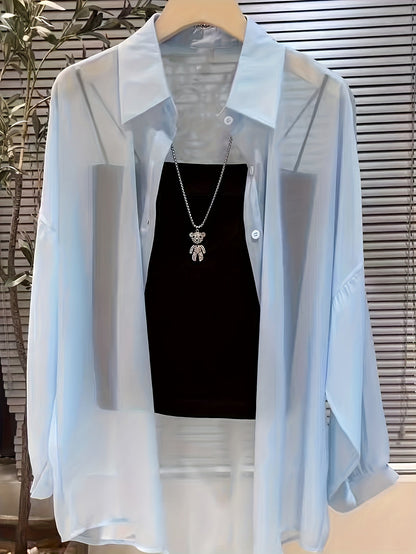 Women's French Style Cardigan Shirt Jacket Lightweight Long Sleeve Thin Open Front Versatile Layering Top Spring Summer 2025 Multi-Color S-XXL
