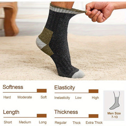 Chaussettes en laine pour hommes, lot de 5 paires, chaussettes thermiques extra épaisses pour l'hiver – 300 g/m², modèle lourd à rayures, lavables en machine, taille 40-47, chaussettes chaudes pour hommes, automne et hiver