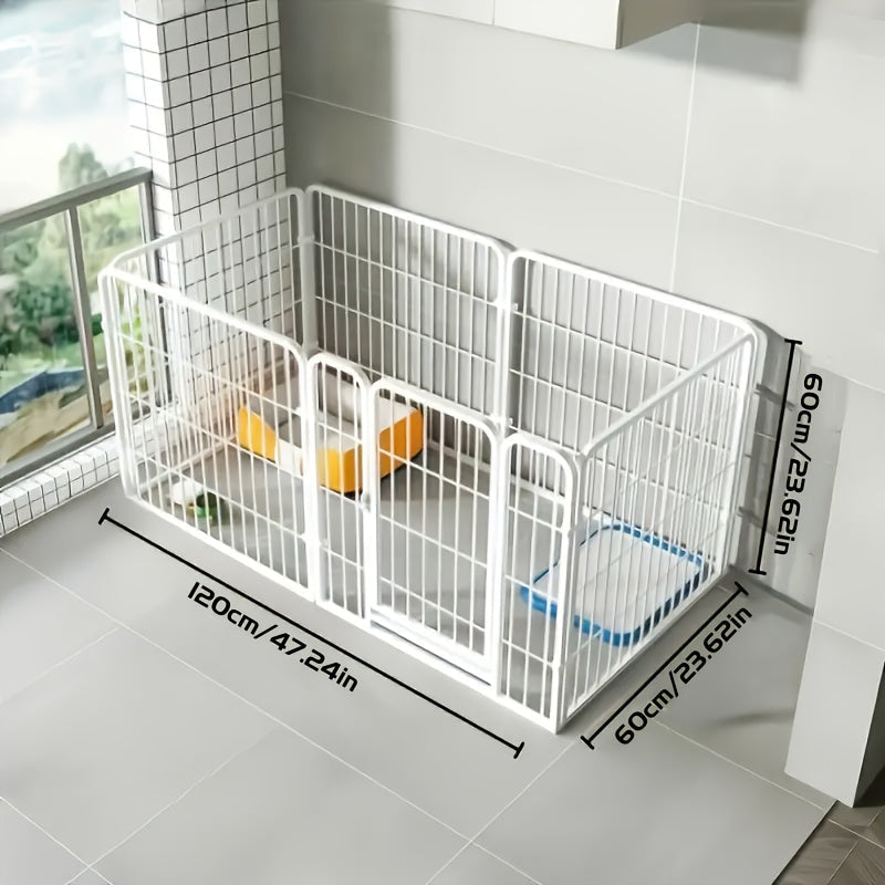 Enclos pour chien d’intérieur en acier inoxydable – Parc pour animaux multifonction avec zones de repos, de jeu et d’apprentissage de la propreté pour petits et moyens chiens, pré-assemblé pour une installation facile, noir ou blanc