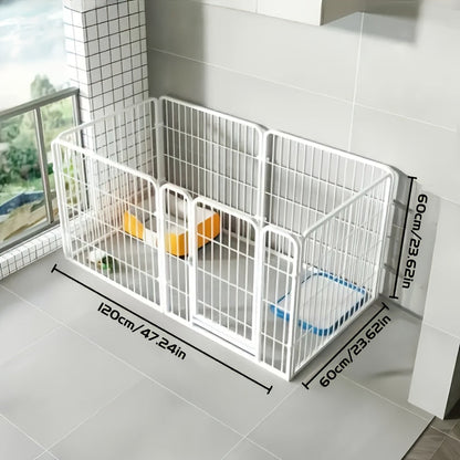 Enclos pour chien d’intérieur en acier inoxydable – Parc pour animaux multifonction avec zones de repos, de jeu et d’apprentissage de la propreté pour petits et moyens chiens, pré-assemblé pour une installation facile, noir ou blanc