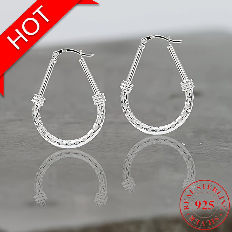 Créoles en argent sterling 925, design italien classique, élégantes et luxueuses, pour le quotidien, cadeau de fiançailles ou de mariage pour femme ou petite amie