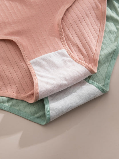 Lot de 6 culottes string côtelées – Sous-vêtements triangulaires pour femmes, doux, respirants et taille mi-haute, texture en maille côtelée, couleurs unies, culottes quotidiennes adaptées à la maternité