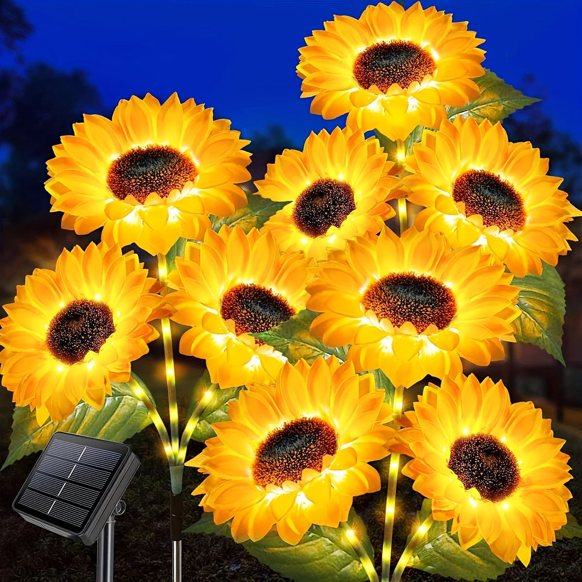 Lampes solaires tournesol pour jardin, éclairage décoratif étanche sur piquet pour allée, pelouse, patio, cour et parterre de fleurs, allumage/extinction automatique, décoration de jardin solaire, lot de 1 ou 2