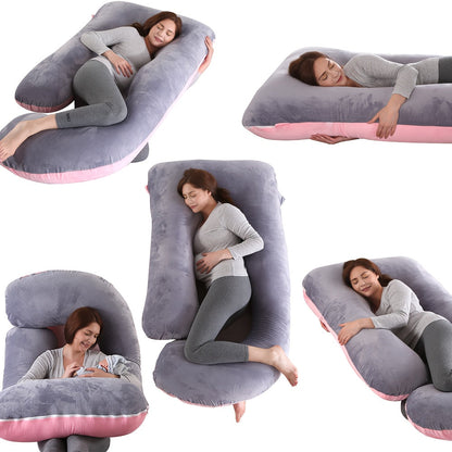 Oreiller de maternité en forme de J, coussin de grossesse corps entier avec taie d'oreiller – soutien du dos, des jambes et du ventre pour un sommeil réparateur, tailles 41" et 60", coloris et tissus variés, idéal comme cadeau de naissance