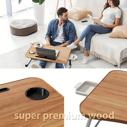 Plateau de lit pour ordinateur portable et repas – Grand plateau de petit-déjeuner avec porte-gobelet et tiroir pour canapé, sol, étude, lecture et écriture, table d'appoint portable