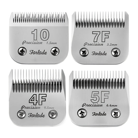 4-Pack A5 Dog Grooming Clipper Blades Set - Detachable Stainless Steel Blades #10 #7F #5F #4F Compatible with Andis Oster Heiniger & All A5 Series Clippers, Professional Pet Grooming Replacement Blades