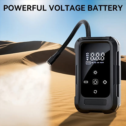 Gonfleur de pneus portable sans fil – Compresseur d'air intelligent sans fil avec manomètre numérique et lampe LED pour voitures, motos, vélos et ballons, recharge rapide Type-C